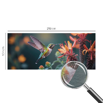 Photo wall mural with a hummingbird and flowers design