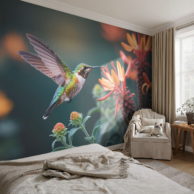 Photo wall mural Hummingbird flowers