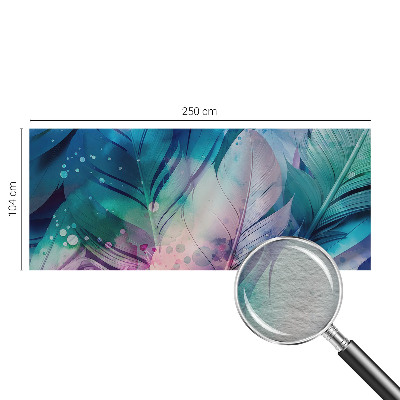 Wallpaper mural for living room with a colorful feather pattern