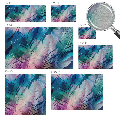 Wallpaper mural for living room with a colorful feather pattern