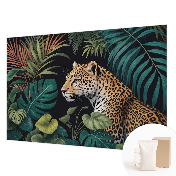 Wall mural for living room with an exotic leopard design