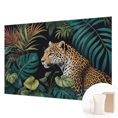 Wall mural for living room with an exotic leopard design