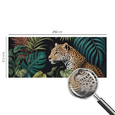 Wall mural for living room with an exotic leopard design