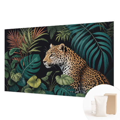 Wall mural for living room with an exotic leopard design
