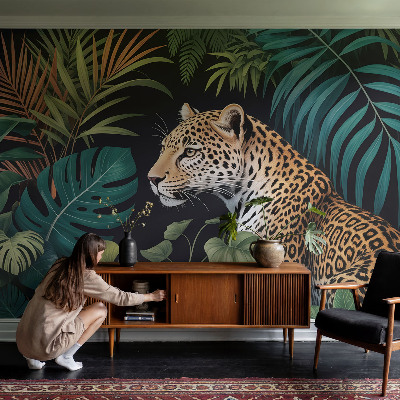 Wall mural for living room Exotic leopard