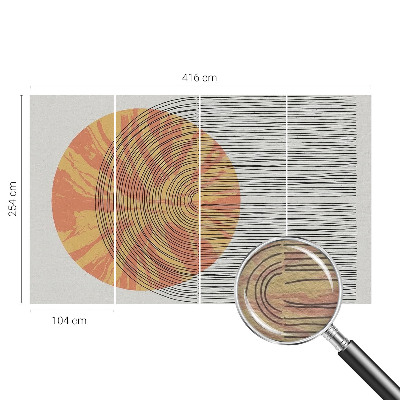 Bedroom wall mural wallpaper with a circular line pattern