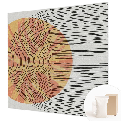Bedroom wall mural wallpaper with a circular line pattern