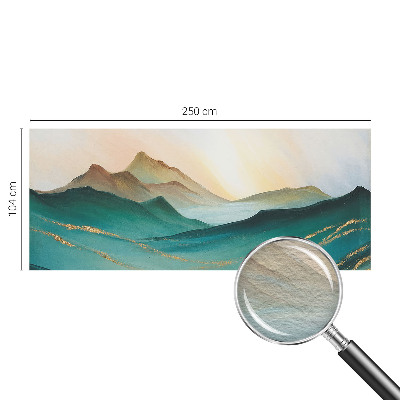 Large wallpaper mural featuring a peaceful landscape