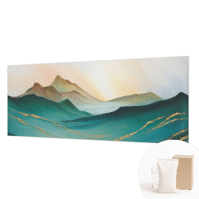 Large wallpaper mural featuring a peaceful landscape
