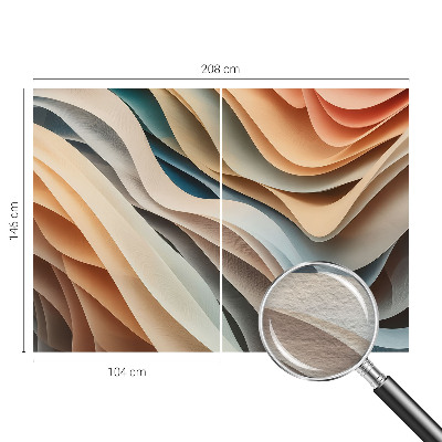 Modern wall mural featuring wavy forms