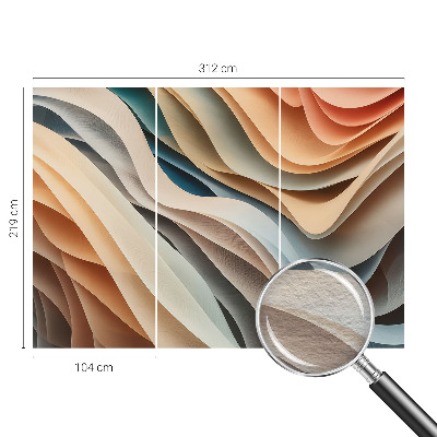 Modern wall mural featuring wavy forms