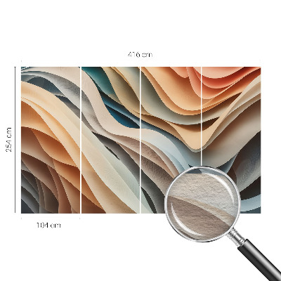 Modern wall mural featuring wavy forms