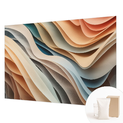 Modern wall mural featuring wavy forms