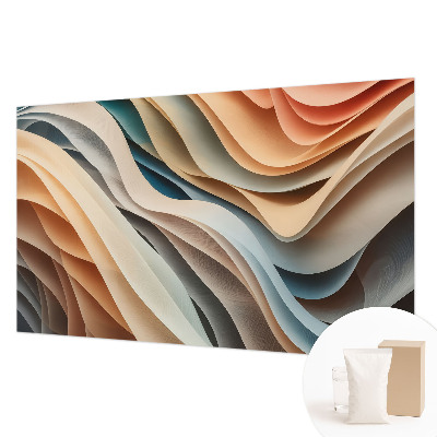 Modern wall mural featuring wavy forms