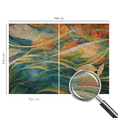 Modern wall mural for living room with an autumn landscape design