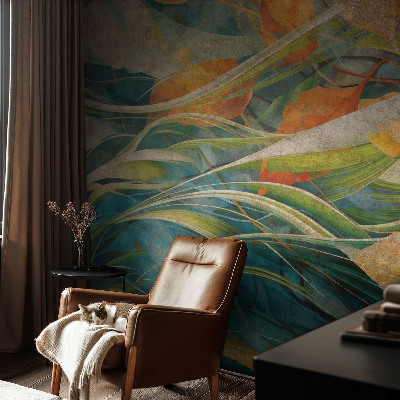 Modern wall mural for living room with an autumn landscape design