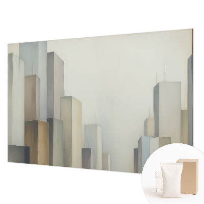 Modern wall mural for bedroom featuring a city skyscraper motif