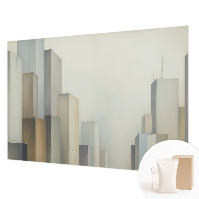 Modern wall mural for bedroom featuring a city skyscraper motif
