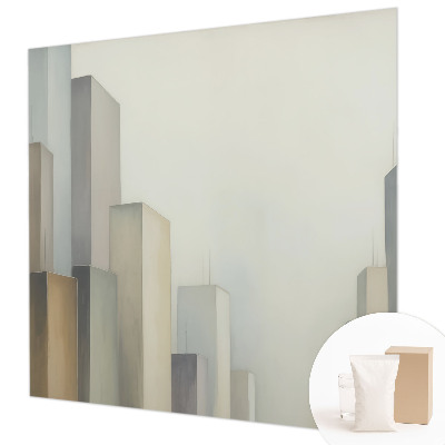 Modern wall mural for bedroom featuring a city skyscraper motif