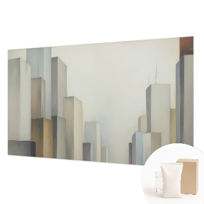 Modern wall mural for bedroom featuring a city skyscraper motif