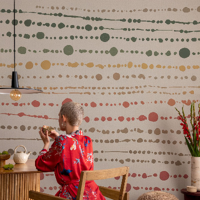 Decorative wall mural for living room with a colorful dot pattern