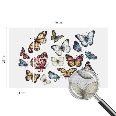 Non-woven wall mural with a paradise butterflies design