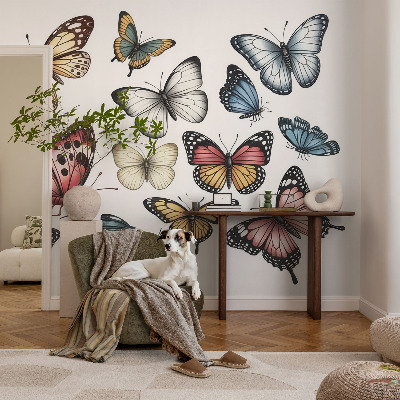 Non-woven wall mural with a paradise butterflies design