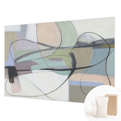 Non-woven photo wallpaper with a pastel lines design