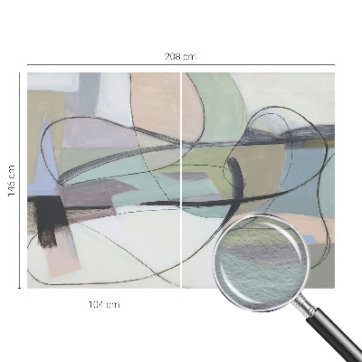 Non-woven photo wallpaper with a pastel lines design