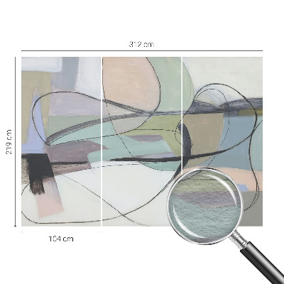 Non-woven photo wallpaper with a pastel lines design