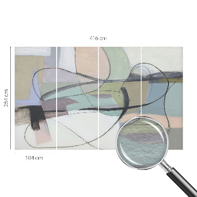 Non-woven photo wallpaper with a pastel lines design