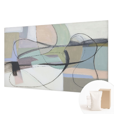 Non-woven photo wallpaper with a pastel lines design