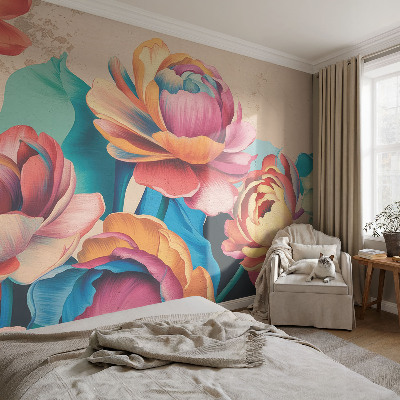 Large wall mural featuring a floral harmony design