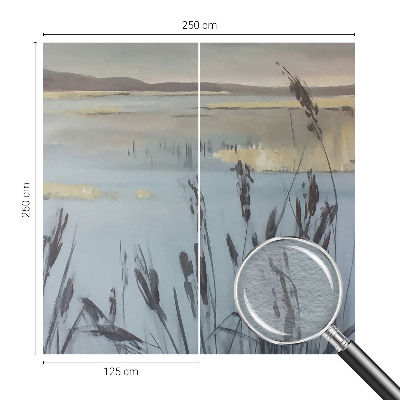 Wallpaper mural for living room featuring a calm lake scene