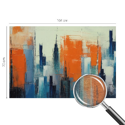 Large wallpaper mural with an abstract city design
