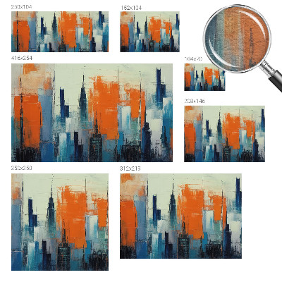 Large wallpaper mural with an abstract city design