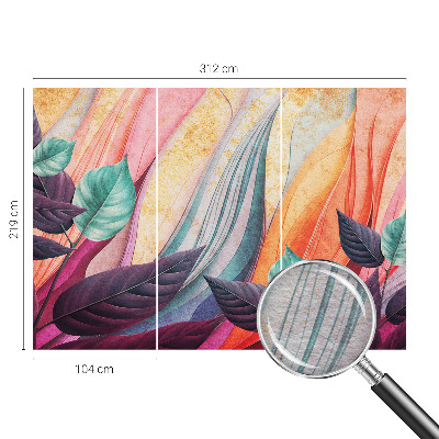 Modern wall mural with an abstract leaves design