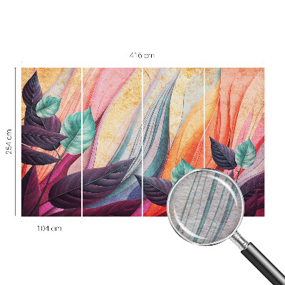 Modern wall mural with an abstract leaves design