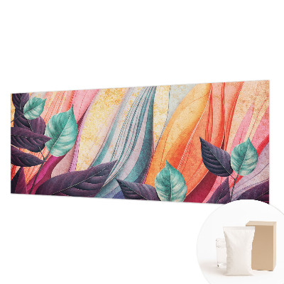 Modern wall mural with an abstract leaves design