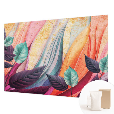 Modern wall mural with an abstract leaves design