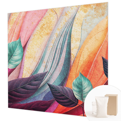 Modern wall mural with an abstract leaves design