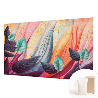 Modern wall mural with an abstract leaves design