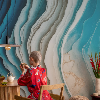 Modern wall mural for living room with the 'Waves of Harmony' design