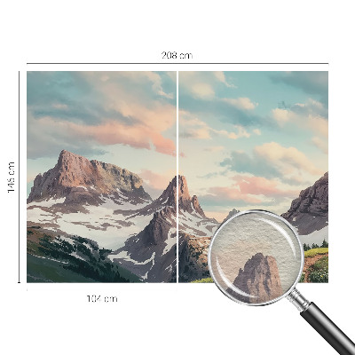 High quality wall mural wallpaper with a mountain panorama design