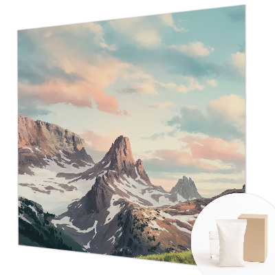 High quality wall mural wallpaper with a mountain panorama design