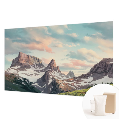 High quality wall mural wallpaper with a mountain panorama design