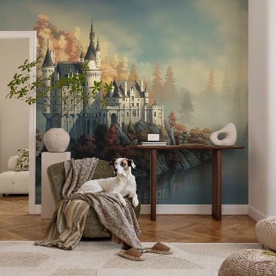 High quality photo wallpaper with a fairytale castle motif