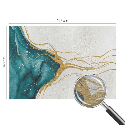 Decorative wall mural for living room with turquoise line pattern