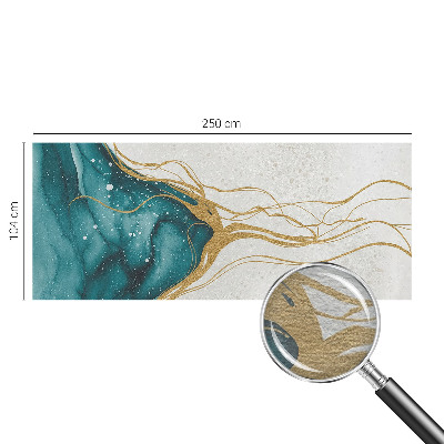 Decorative wall mural for living room with turquoise line pattern