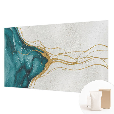 Decorative wall mural for living room Turquoise lines